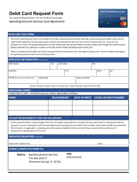 Online Debit Card Request .